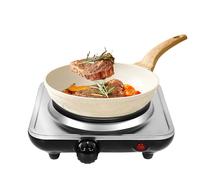 Uten Plaque électrique 1 Feux, Portable Plaque de Cuisson Chauffante 1000W, Contrôlé Par Thermostat, 5 Niveaux de Température Réglables Adaptés aux Cuisines de Camping