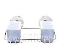 Uten Porte-brosse à Dents, Porte-brosse à Dents Multifonctionnel Mural pour Salle de Bain Avec Ventouses Organisateur de Dentifrice pour Brosse à Dents Électrique Amovible en Acier Inoxydable-2 Tasses