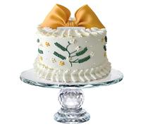 Uten Présentoir à Gâteau, Plateau à Gâteau en K5 Verre Cristal Décoration | Transparent Support a Gateau en Rond 10,7 in pour Fête d'anniversaire, Mariage, Buffet Evenement, Bord Rond Tournesol