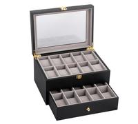 Uten Présentoir Coffret Boîte à Montre en Bois avec Coussin Amovible pour 20 Montres Rangement Noir