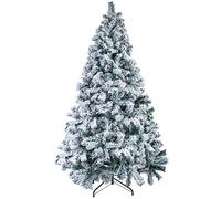 Uten Sapin de Noël Artificiel 180cm Arbre de Noël Vert Décoration Fêtes de Noël avec Support en Métal 700 Branches avec Flocon de Neige Blanc