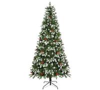 Uten Sapin de Noël Artificiel 225 cm, PE Arbre Noël Flocon Neige Luxe Décoration Intérieur, 1150 Aspect Naturel Branches en PVC & PE, 37 Groupes Baies Rouges, Branches de Charnière, Réutilisable