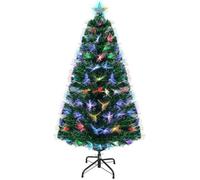 UTEN Sapin De Noël Artificiel En PVC 180cm,Sapin de Noël LED avec 220 Pointes,Lumières LED intégrées et Support En Métal