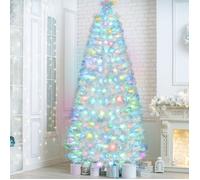 Uten Sapin De Noël Artificiel LED Lumineux 180cm Fibre Optique LED,Sapin de Noël 220 Branches en PVC,Support En Métal