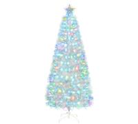 Uten Sapin de Noël Blanc Artificiel 180 cm en Fibre Optique, 220 Branches, LED 7 Couleurs, Branches PVC ignifugées, Pied en métal, décoration intérieure