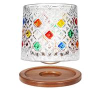Uten Verre à Eau Rotatif 275 ml - Dessous en Bambou - Utilisable pour Whisky, Rhum, Cocktail, Café - Gobelet Anti-Stress - 1 Pièce