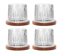 Uten Verre à Eau Rotatif, Verre à Whisky de 275 ml, Dessous de Verre en Bambou, Peut être Utilisé Comme Verre à Rhum, Tasse à Cocktail, Tasse à Café, Gobelets, Réduire le Stress - 4pcs