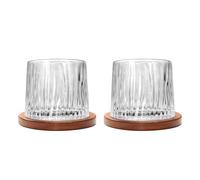 Uten Verre à Eau Rotatif, Verre à Whisky de 275 ml, Dessous de Verre en Bambou, Peut être Utilisé Comme Verre à Rhum, Tasse à Cocktail, Tasse à Café, Gobelets, Réduire le Stress - 2pcs