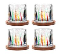 Uten Verre à Eau Rotatif, Verre à Whisky de 275 ml, Sous-verres en Bambou, Peut être Utilisé Comme Verre à Rhum, Tasse à Cocktail, Tasse à Café, Gobelets, Réduire le Stress - Lot de 4