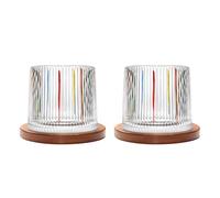 Uten Verre à Eau Rotatif, Verre à Whisky de 275 ml, Sous-verres en Bambou, Peut être Utilisé Comme Verres à Rhum, Tasse à Cocktail, Café, Gobelets, Réduire le Stress - Lot d e 2