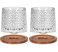 Uten Verre à Eau Rotatif, Verre à Whisky de 275 ml, Sous-verres en Bambou, Peut être Utilisé Comme Verres à Rhum, Tasse à Cocktail, Tasse à Café, Gobelets, Réduire le Stress-1pcs (Lot de 2)