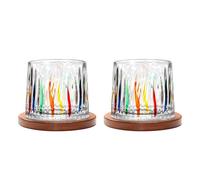 Uten Verre à Eau Rotatif, Verre à Whisky de 275 ml, Sous-verres en Bambou, Peut être Utilisé Comme Verres à Rhum, Tasse à Cocktail, Café, Gobelets, Réduire le Stress - Lot de 2