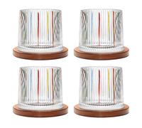 Uten Verre à Eau Rotatif, Verre à Whisky de 275 ml, Sous-verres en Bambou, Peut être Utilisé Comme Verre à Rhum, Tasse à Cocktail, Tasse à Café, Gobelets, Réduire le Stress - 4pcs