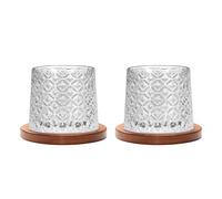 Uten Verre à Eau Rotatif, Verre à Whisky de 275 ml, Sous-verres en Bambou, Peut être Utilisé Comme Verres à Rhum, Tasse à Cocktail, Café, Gobelets, Réduire le Stress - Lot de 2