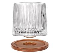 Uten Verre à Gin Vin et Eau en Cristal, Verre à Whisky de 275 ml, Dessous de Verre en Bambou,Verre A Bascule En Cristal