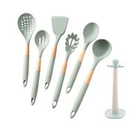 Utensilios de Cocina de Silicona - madera Utensilios de Cocina para Cocinar | silicona Juego de 7 Piezas Resistente al Calor Para, Sartenes, Raspar, Hornear, Mezclar, Preparar