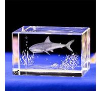 Uterstyle Figurine de Requin 3D gravée au Laser en Cristal pour décoration de la Maison, Cadeau d’Anniversaire, Cadeau pour Enfants.