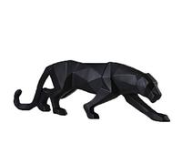 Uterstyle Sculpture de léopard en résine - Statue géométrique - Figurine d'animal sauvage - Décoration d'intérieur - Statue de grand chat - Léopard, lion - Jaguar (noir)
