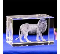Uterstyle Statue de Lion en Cristal gravé au Laser 3D - Cube en Verre de Cristal gravé au Laser pour décoration de la Maison, Anniversaire, Cadeaux (30 x 30 x 40 mm)