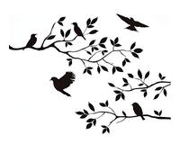 Uteruik Black Flowers Tree Birds Wall Art Stickers Decal pour la décoration de la Maison, 1pcs