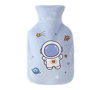 Uteruik Bouillotte en caoutchouc avec impression astronaute Housse en polaire douce pour soulager la douleur et thérapie par le chaud et le froid 1000 ml (#C)