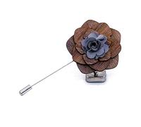 Uteruik Broche en bois Fleur Boutonnière Corsage pour femme et homme Costume de smoking Veste, 1 pièce (#A)