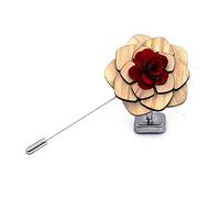 Uteruik Broche en bois Fleur Boutonnière Corsage pour femme et homme Costume de smoking Veste, 1 pièce (#H)