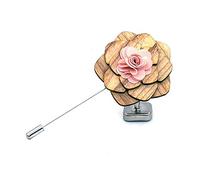 Uteruik Broche en bois Fleur Boutonnière Corsage pour femme et homme Costume de smoking Veste, 1 pièce (#C)