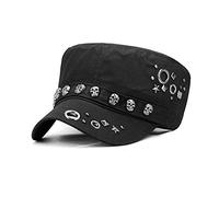 Uteruik Casquette militaire avec rivets en forme de tête de mort pour homme et femme