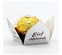 Uteruik Eid Mubarak Lot de 50 caissettes de cuisson pour truffes de chocolat, bonbons, sucre, mini collations (#G)