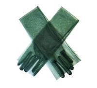 Uteruik Gants longs en tulle pour femme - Moufles en dentelle pour soirée, mariage, thé, bal de fin d'année, cosplay, vert foncé, 70
