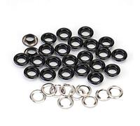 Uteruik Œillets et rondelles de 6 mm antirouille pour tissu, rideaux, bâches en cuir, loisirs créatifs, 100 pièces (noir)