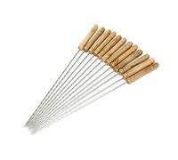 Uteruik Lot de 12 brochettes à brochettes en acier inoxydable avec manche en bois pour barbecue et cuisine 30 cm