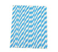 Uteruik Lot de 25 pailles jetables en papier à rayures pour smoothie, cola, thé, cocktails, décoration de fête de mariage (Bleu)