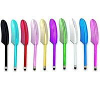 Uteruik Lot de 5 stylets universels à motif plume pour écran tactile compatible avec tous les écrans tactiles capacitifs de téléphone portable et tablette (couleur aléatoire)