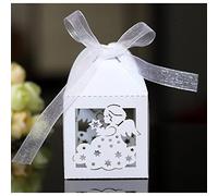 Uteruik Lot de 50 boîtes à dragées de mariage avec ruban pour décoration de fête prénatale (#J)