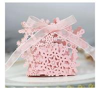 Uteruik Lot de 50 boîtes à dragées en forme de flocon de neige avec ruban pour mariage, anniversaire, fête prénatale, fête prénatale (#I)