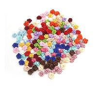 Uteruik Mini Satin Rose À La Main Ruban Rosettes Tissu Fleur Appliques pour La Décoration De Mariage Artisanat Couture Accessoires 100pcs (n- # 16)