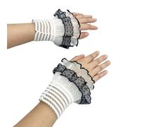 Uteruik Mitaines en dentelle pour femme - Mitaines courtes blanches pour mariage, opéra, soirée, banquet, blanc, taille unique