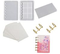 Uteruik Moules en résine de silicone pour couverture de carnet - Moules en résine époxy avec 45 pages de papier de recharge A6 et 2 anneaux de livre (#A)