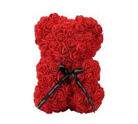 Uteruik Ours en peluche avec roses artificielles rouges pour femmes, petites amies, filles, mamans, grands-mères, pères 20 cm