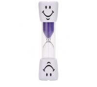 Uteruik Sablier de Brossage 3 Minutes, Sable Violet pour Enfants | Visages souriants réversibles, format compact 9 x 2,3 cm, structure en PVC et verre, 1 pièce pour salle de bain ou classe