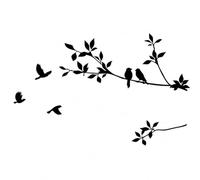 Uteruik Sticker mural arbre et oiseaux, décoration murale en vinyle PVC mat pour salon chambre chambre d’enfant, facile à poser, sans colle ni peinture, 100 x 57 cm