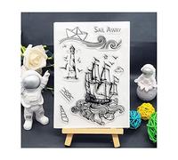 Uteruik Tampon en silicone transparent en forme de bateau pirate pour fabrication de cartes, scrapbooking, album photo, décoration