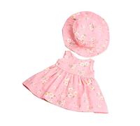 Uteruik Vêtements de Fantaisie Outfit for 18 '' (46cm) American Girl Ma Vie poupées Floral Dress Hat Set, 2pcs Rose