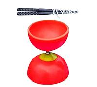 Uteruik Yoyo Ensemble de diabolo chinois amusant à 3 roulements à billes en métal Rouge
