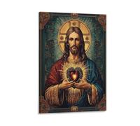 UTGN Icône du Sacré-Cœur de Jésus, affiche sur toile - Décoration murale, impression sur toile, peintures pour salon, chambre à coucher - 20 x 30 cm