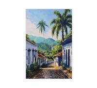 UTGN Paraty Poster sur toile d'architecture coloniale et végétation tropicale 40 x 60 cm