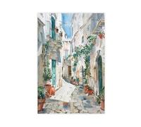 UTGN Peinture des Pouilles, Paysage de rue de l'Italie du Sud de l'Aquarelle, Poster sur toile, Art mural, 20 x 30 cm