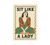 UTGN Poster rétro féministe avec inscription « Sit Like A Lady » - Décoration de chambre à coucher - 40 x 60 cm